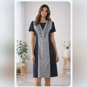 Vintage Miss Dorby floral embroidered feminine dress officewear professional 16